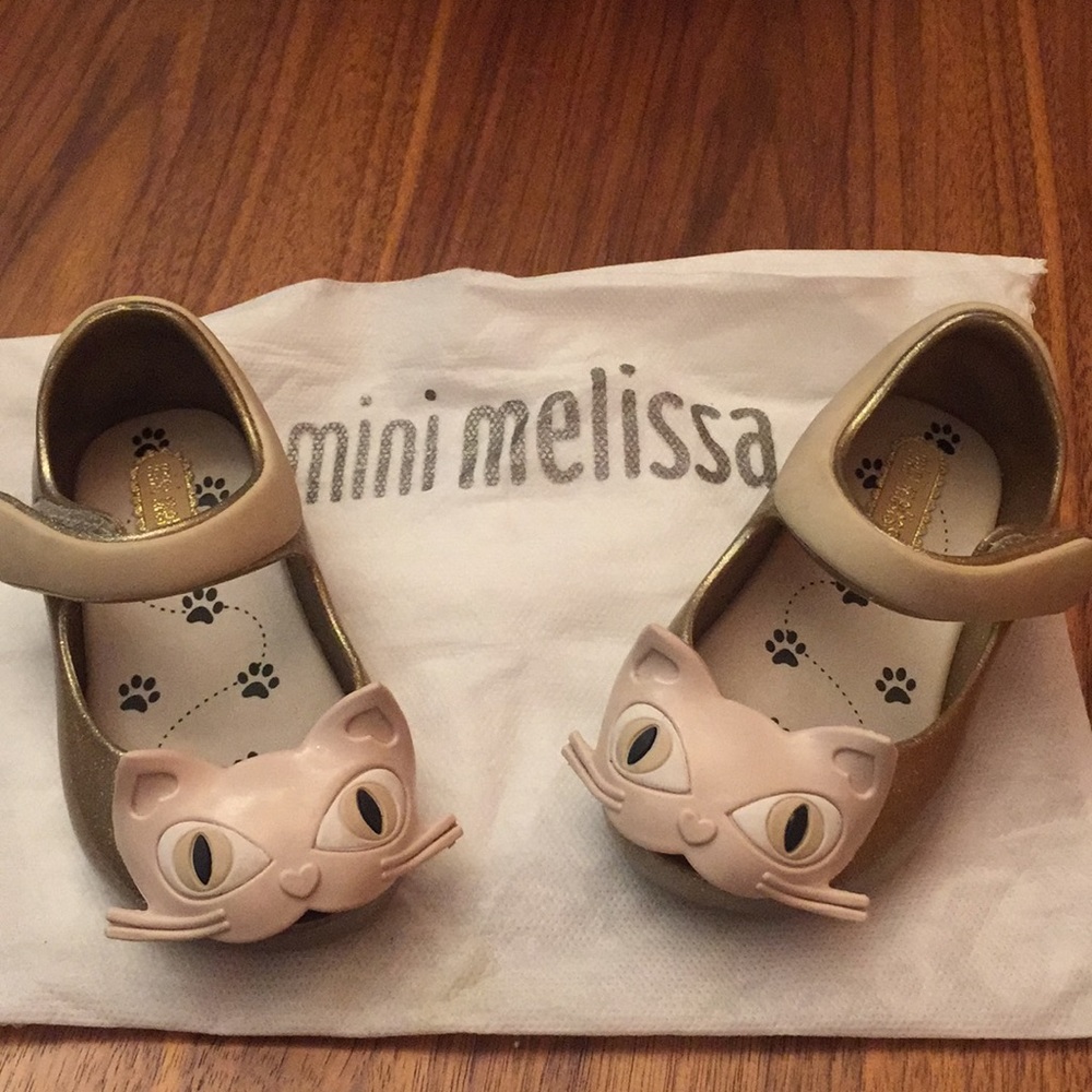 Mini Melissa Gold Cat Shoes